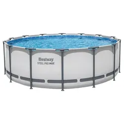 Steel Pro MAXTM Solo Pool Ø 427 x 122 cm - Lichtgrau - Swimmingpool für grenzenlosen Badespaß im Garten, mit robustem TriTech®-Material für hohe Langlebigkeit und 15.232 Liter Wasserkapazität.