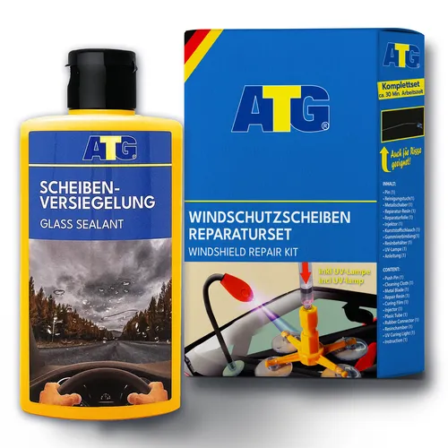 ATG® Scheibenreparatur Set mit UV-Lampe – DIY Steinschlag Reparatur für klare Sicht - Windschutzscheibenwerkzeuge: Reparieren Sie Steinschläge einfach selbst – inkl. UV-Lampe und Scheibenversiegelung für optimalen Schutz und Sicht bei jedem Wetter.