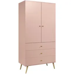 Fedve Schrank, Pink, 100x180 cm – Praktischer Kleiderschrank für das Schlafzimmer - Funktionaler Kleiderschrank mit geräumigen Schubladen und einer Querstange für Kleiderbügel, ideal zur optimalen Organisation Ihrer Kleidung. Aus robustem Holzwerkstoff gefertigt und in ansprechendem Pink.
