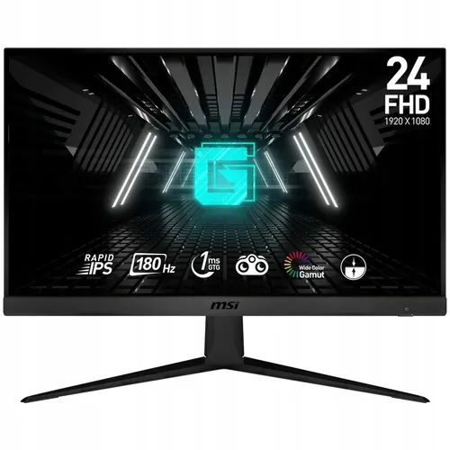 MSI G2412F 23.8" Full HD Monitor mit 1 ms Reaktionszeit - Gaming Monitor mit 60,5 cm (23.8") Diagonale, 1920 x 1080 Pixel Auflösung und 180 Hz Bildwiederholrate für flüssige Spieleerlebnisse. VESA-Halterung und rahmenloses Design.