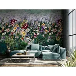 Fototapete MARBURG "Poppy", bunt (grün, multi), B:3,18m L:3,4m, Vlies, Tapeten, moderne Tapete für Wohnzimmer Schlafzimmer Küche