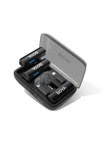 Microphone LINK V2.0 3.5mm Wireless X2 System Lightning USB-C - Mikrofone mit 48 kHz 24-bit Audioqualität und 300 Metern Reichweite, ideal für professionelle Aufnahmen und mobile Anwendungen.