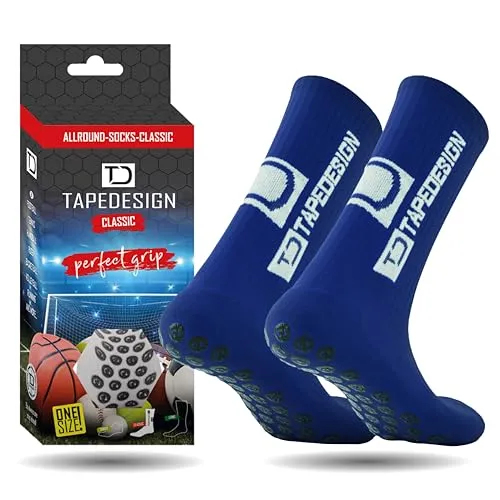 Tapedesign Unisex Allround Classic Socken in Blau, Einheitsgröße EU - Herrensocken mit High Tech Grip Technologie für unvergleichlichen Tragekomfort – ideal für jede Sportart.
