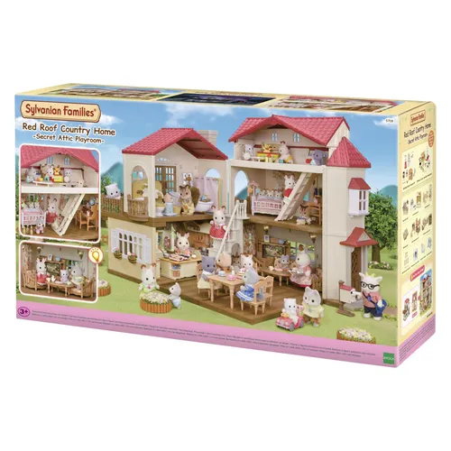 Sylvanian Families Sylva Red Roof Country Home Geschenkset - Spielzeugfigur Set mit charmantem Landhaus, fördert kreatives Spielen und die Fantasie von Kindern.
