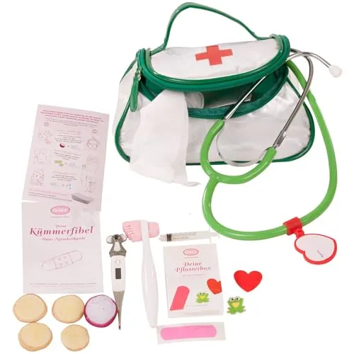 Götz 3402940 Doktortasche - 42-teilige Arzttasche mit Stethoskop, Thermometer, Spritze, Pflaster, Binde & vielen mehr - Spielzeug Arztkoffer für Kinder ab 3 Jahren