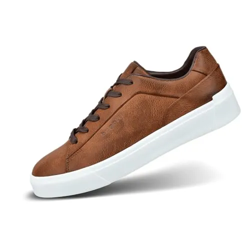 Bugatti Sneaker Gunter - Cognac Synthetik - Herren Lowtop-Sneaker aus hochwertiger Synthetik, elegantes Design für vielseitige Outfits und unvergleichlichen Tragekomfort.