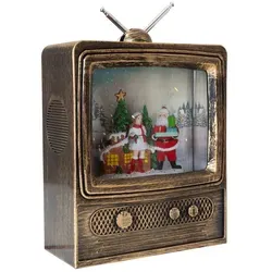 Christmas Paradise LED Elektrische Schneekugel TV 24 cm Schneegestöber Musik Licht braun