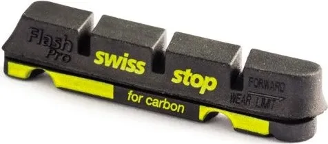 SwissStop FlashPro Bremsbeläge für Shimano/SRAM Carbon - Fahrrad-Bremsbeläge mit speziellem Compound für Carbon-Felgen. Hervorragende Bremsleistung bei Nässe und weniger Hitzeentwicklung für sicheres Fahren.