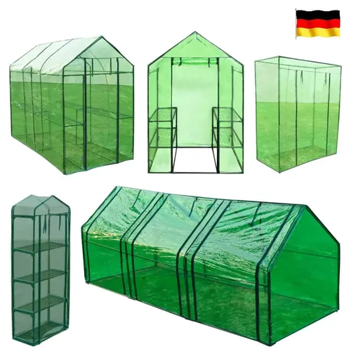 Gewächshaus Foliengewächshaus mit Regalen - Praktisches Gewächshaus mit 3 Regalen, ideal für Pflanzenanbau. Langlebiges PVC und UV-Schutz sorgen für optimale Wachstumsbedingungen.
