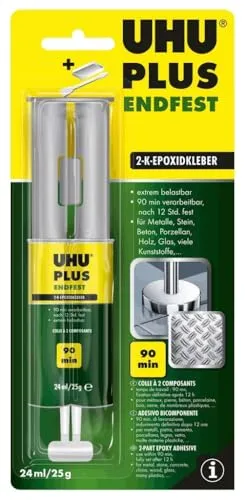 UHU PLUS endfest 90 min Doppelkammerspritze - Klebemittel & Dichtstoffe, extrem stark und temperaturbeständig von -40°C bis +100°C, ideal für anspruchsvolle Anwendungen.