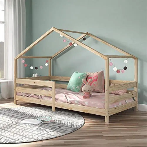 IDIMEX Kinderbett RENA - Hausbett Montessori 90x200 mit Rausfallschutz - Betten für Kinder: Das IDIMEX Hausbett RENA aus massiver Kiefer fördert Selbstständigkeit und Geborgenheit. Mit integriertem Rausfallschutz und vielseitigem Design ist es der perfekte Schlaf- und Abenteuerplatz.