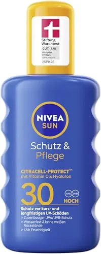 Nivea Sun Sonnenschutzspray LSF 30 - 200ml - 200ml Sonnenschutzspray mit Lichtschutzfaktor 30, schützt zuverlässig vor UV-Strahlen, zieht schnell ein und spendet Feuchtigkeit für alle Hauttypen.