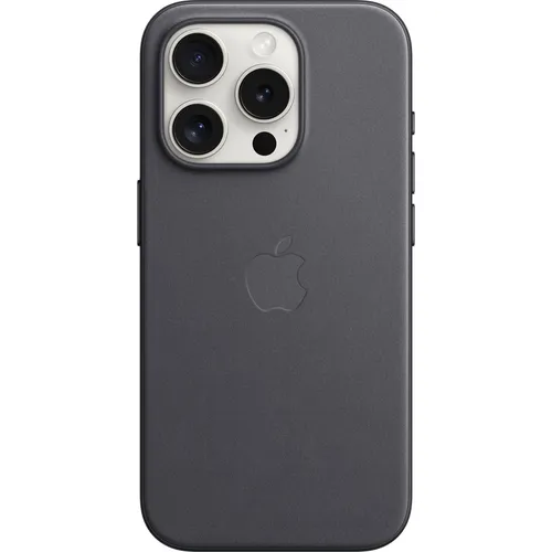 Apple iPhone 15 Pro Feingewebe Case Hülle MagSafe - Schwarz - Taschen & Schutzhüllen, luxuriöses und leichtes FineWoven Case mit magnetischer Funktion für kabelloses Laden, perfekt für dein iPhone 15 Pro.
