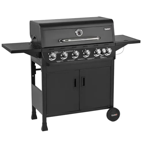 TAINO BRANDO 6+1 Gasgrill - Flexibler BBQ Grillwagen mit Seitenkocher - Erlebe unvergessliche Grillmomente mit dem TAINO BRANDO 6+1 Gasgrill. Mit 6 Brennern und einem praktischen Seitenkocher zauberst Du mühelos köstliche Gerichte für Familie und Freunde. Die herausnehmbare Fettwanne sorgt für einfache Reinigung.
