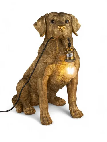 formano Tischleuchte Tierleuchte Hund - Goldene Pop-Art-Deko-Lampe - Kinderlampen mit charmantem Hundedesign, ideal für kreative Wohnräume und als stilvolles Geschenk. Höhe 52 cm, aus Kunststein, E27 Fassung.