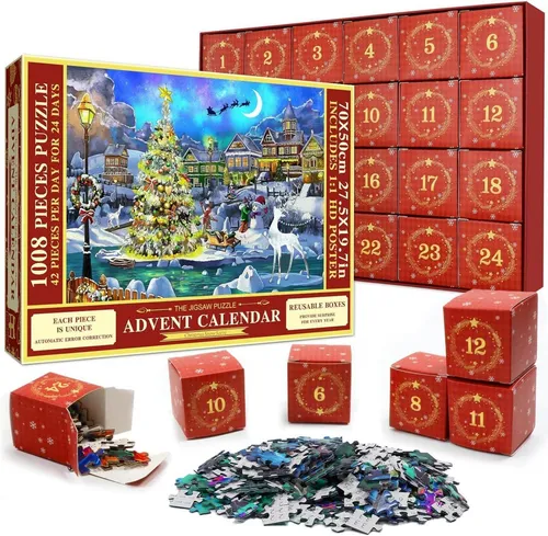 Teile Weihnachtspuzzle Erwachsene Adventskalender 2024 Geschenk 1008