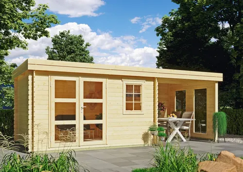 Gartenhaus KIEHN-HOLZ "Tollensesee", beige (naturbelassen), Fußboden im Gartenhaus, Rückwand-Seitenwand, Gartenhäuser, aus naturbelassenem Fichtenholz