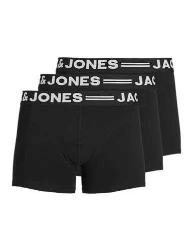 JACK & JONES Male Trunks 3er-Pack - Herren-Boxershorts aus 95% Bio-Baumwolle, atmungsaktiv und bequem mit elastischem Taillenbund für optimalen Tragekomfort.