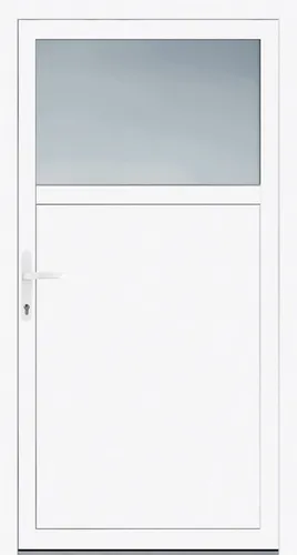 Premium Kunststoff-Nebeneingangstür SMK 510 Weiß 98 cm x 198 cm DIN L - Hochwertige Nebeneingangstür aus 71 mm Mehrkammersystem mit optimaler Wärmedämmung und Sicherheit durch 3-Punkt Hakenverriegelung, ideal für effiziente Energienutzung und hohen Einbruchschutz.