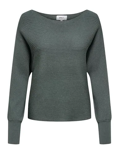 ONLY Damen Kurzer Strickpullover ONLADALINE | Knitted Basic Stretch Sweater - Eleganter Pullover für Damen mit U-Boot Ausschnitt und langen Bündchen, der ein angenehmes Tragegefühl bietet und perfekt für lässige Looks geeignet ist.