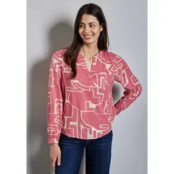 Street One Bluse in Rosa - 40 - Elegante Bluse aus reiner Viskose mit grafischem Muster, lockerem Schnitt und V-Ausschnitt – perfekt für stilvolle Anlässe und den Alltag.