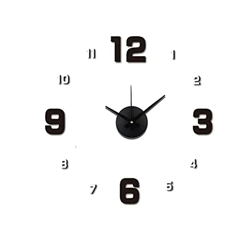 MPM Quality DIY Black and White Wall Clock - DIY 3D Wanduhr, Modern Design Eva Material Wanduhren, Wandtattoo Dekoration fürs Wohnzimmer Kinderzimmer (Schwarz, Weiß) 600 mm