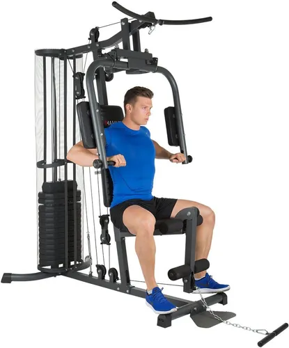 Hammer Trainingsstation Ultra - Fitness-Station für Ganzkörpertraining, maximal 80 kg Trainingsgewicht und ideal für den Privatgebrauch. Robuste Stahlkonstruktion in elegantem Schwarz.
