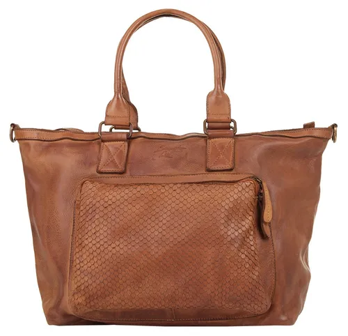 Shopper SAMANTHA LOOK, Damen Leder Shopper in Braun - Aktentaschen: Geräumiger Damen Shopper aus echtem Rindleder mit schicker Vintage Waschung, ideal für den Alltag. Made in Italy, mit verstellbarem Schultergurt und praktischen Fächern für Ordnung.