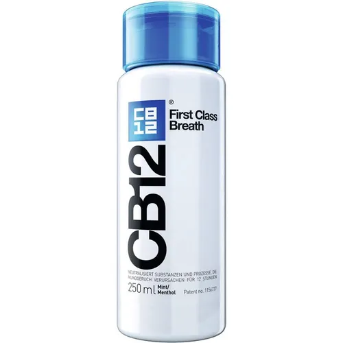 CB12 Mundspüllösung 250 ml – Frischer Atem für 12 Stunden - Erleben Sie mit der CB12 Mundspüllösung langanhaltend frischen Atem. Die patentierte Formel neutralisiert Gerüche aktiv und stärkt gleichzeitig den Zahnschmelz durch Fluorid. Ideal für die tägliche Pflege!