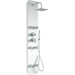HOME DELUXE Duschpaneel DIVE Weiß – 150 x 25 x 9 cm - Duschpaneel mit Tropenbrause, Handbrause und Massagedüsen für ein luxuriöses Duscherlebnis. Pflegeleichte Oberfläche und einfache Montage.