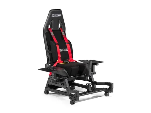 Next Level Racing Flight Seat Pro - Hochwertiger Flugzeugsitz für Sim-Luftfahrt - Gaming Chair für Simulatoren, ausgestattet mit Gurten und Fußauflage für maximalen Komfort und integrierten Rollen für einfache Mobilität.