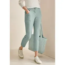 CECIL Damen B378880 Hose im Casual Fit - coole salvia Green, 32W x 26L - Damen-Hosen mit Mid Waist und Slim Legs, 4-Pocket Design in softer Washed Optik, ideal für lässige Outfits durch Baumwollmix mit Stretchanteil.