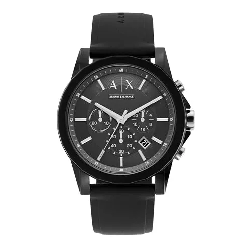 Armani Exchange Herrenuhr AX1326 - Armbanduhren für Herren, 44 mm Gehäuse aus schwarzem Edelstahl, wasserdicht bis 50 m - ideal für Schwimmen und Sport!