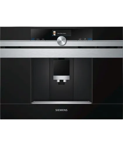 Siemens iQ700 Einbau-Kaffeevollautomat CT636LES1 - Edelstahl Schwarz Silber, One-Touch Zubereitung für 8 Lieblingsgetränke und individuelle Tassengrößen