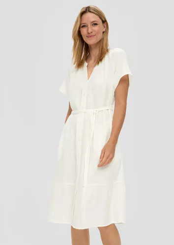 s.Oliver Minikleid Raffung mit Eingrifftaschen, creme 0210 - Kleid mit V-Ausschnitt und relaxed Fit, aus 100% Baumwolle, ideal für lässige Sommerlooks und mit praktischen Eingrifftaschen.