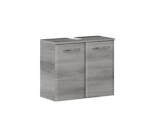 Pelipal Waschbeckenunterschrank Quickset 328 - 60 cm in Graphit Struktur - Unterschrank fürs Bad mit modernem Design, 2 Türen und hochwertiger Melaminharzbeschichtung für Langlebigkeit und Feuchtigkeitsbeständigkeit.
