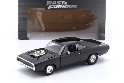Dom's Dodge Charger R/T 1970 Fast & Furious 9 - Schwarz 1:24 von Jada Toys - Detailgetreues 1:24 Modellauto, perfekt für Sammler und Fans der Fast & Furious Reihe, ideal als Geschenk oder zur Dekoration.