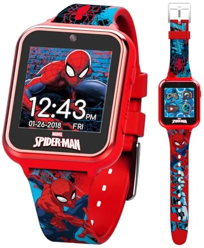 Accutime Kinder Watch Spiderman (40 mm) (SPD4588) - Multimedia Wearables Smartwatch für Kinder, mit Spiderman-Design und robustem Gehäuse, ideal für junge Superhelden.