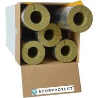 Scorprotect Karton Rohrisolierung Alu 76 mm x 40 mm - Formstabile Rohrschalen aus Steinwolle, ideal für Heizungsleitungen. Alukaschiert für optimale Isolierung und Langlebigkeit, wasserabweisend und geruchsneutral.