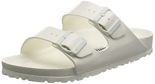 Birkenstock Arizona weiß Gr. 38 - Pantoletten aus EVA mit anatomisch geformtem Fußbett für optimalen Tragekomfort. Ultra leicht, wasserfest und ideal für Freizeit und Wellness.