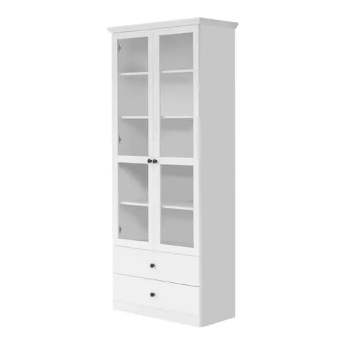trendteam smart living - Baxter Vitrine - Weiß matt - Beistelltisch fürs Wohnzimmer mit 8 Fächern und 2 Schubladen, elegantes Design im Landhausstil und edlen Metallgriffen, ideal für vielseitige Aufbewahrung und platzsparend.