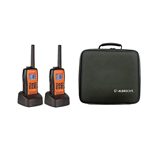 Albrecht 29661 Tectalk Float wasserdichtes PMR 2-er Koffer Set inkl. Standlader/Akku/Gürtelclip