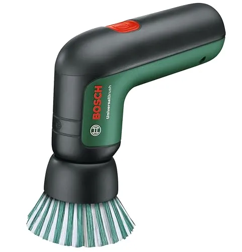 Bosch Elektrische-Reinigungsbürste UniversalBrush - 4 Aufsätze, kraftvolle 215 U/min für hartnäckige Verschmutzungen, spritzwassergeschützt und leicht zu handhaben