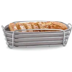 blomus Brotkorb Delara 31 x 12,5 cm – Stilvoller Stahlkorb in Grau und Taupe - Eleganter Brotkorb aus robustem Stahl, ideal für die stilvolle Aufbewahrung von Brot und Gebäck. Das moderne Design passt perfekt in jede Küche.