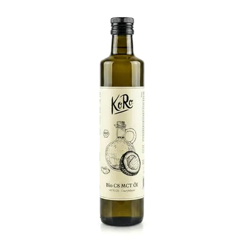 KoRo C8 MCT Öl 500 ml - Hochwertiges MCT-Öl aus biologischem Kokosöl, ideal für Smoothies und Dressings. Vielseitig einsetzbar und perfekt für eine schrittweise Integration in die Ernährung. Vorteilspackung für mehr Genuss!