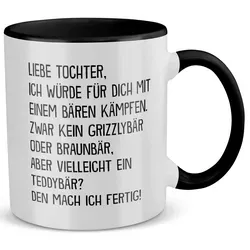 22Feels Tasse Tochter Geschenk Geburtstag 18 Jahre Kinder Abi Bachelor Weihnachten, Keramik, Made in Germany, Spülmaschinenfest, Zweifarbig schwarz|weiß