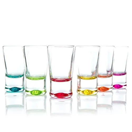 BigDean 12x Schnapsgläser 2cl – Shotgläser aus Glas farbige Shot Gläser für Schnäpse wie z.B. Tequila, Wodka, Ouzo, Sambuca, Likör - Stamperl, Pinnchen …