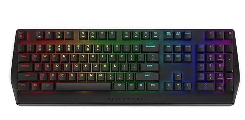 Alienware AW410K Gaming Tastatur - Mechanisch mit RGB - Tastaturen mit Cherry MX Brown-Tasten und anpassbarer AlienFX-RGB-Hintergrundbeleuchtung für ein individuelles Spielerlebnis und hohe Lebensdauer von 100 Millionen Tastenanschlägen.