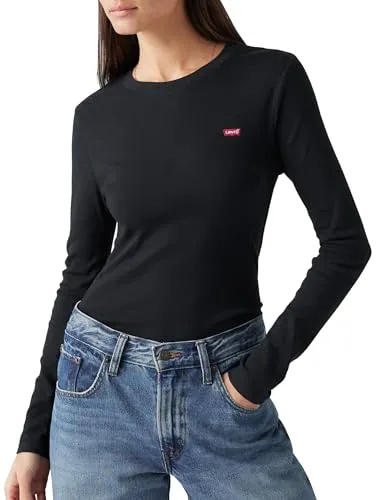 Levi's Damen Essential HM LS Tee T-Shirt, Caviar, S