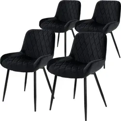 ML-DESIGN Esszimmerstuhl Set mit Rücken- und Armlehnen - Stühle für Esszimmer und Wohnzimmer, 4er Set in Schwarz mit komfortabler Samt-Sitzfläche und stabilen Metallbeinen, ideal für stilvolle Einrichtung.